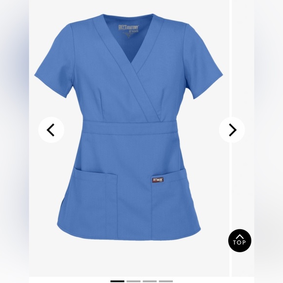Grey’s Anatomy by Barco Ceil Blue XS Riley Set.Mock wrap V-Neck Scrubs Top&Pants - Picture 2 of 11